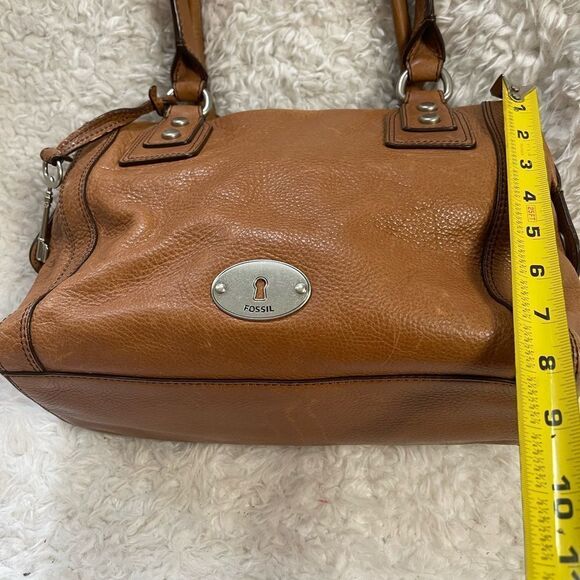 Fossil Marlow Brown Leather satchel faded gold tone hardwares and accent. - Picture 9 of 16
